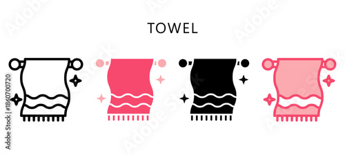 Towel Multi Style Icon. Mini Illustration Relate To Personal Care. Use For Modern Concept, Ui, Ux Web And App Development.