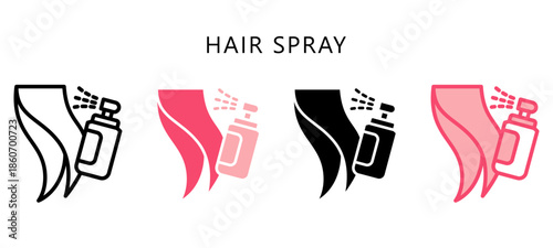 Hair Spray Multi Style Icon. Mini Illustration Relate To Personal Care. Use For Modern Concept, Ui, Ux Web And App Development.