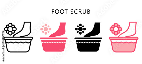 Foot Scrub Multi Style Icon. Mini Illustration Relate To Personal Care. Use For Modern Concept, Ui, Ux Web And App Development.