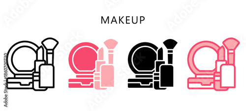 Makeup Multi Style Icon. Mini Illustration Relate To Personal Care. Use For Modern Concept, Ui, Ux Web And App Development.