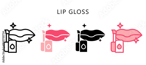 Lip Gloss Multi Style Icon. Mini Illustration Relate To Personal Care. Use For Modern Concept, Ui, Ux Web And App Development.