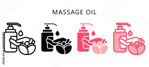 Massage Oil Multi Style Icon. Mini Illustration Relate To Personal Care. Use For Modern Concept, Ui, Ux Web And App Development.