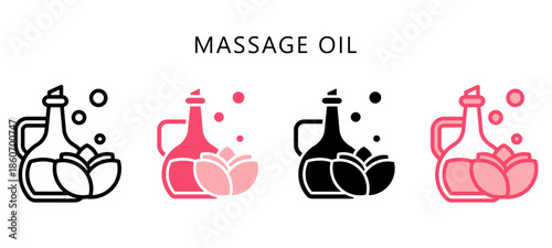 Massage Oil Multi Style Icon. Mini Illustration Relate To Personal Care. Use For Modern Concept, Ui, Ux Web And App Development.