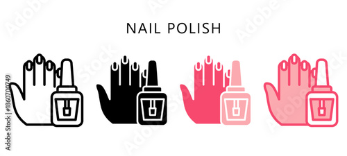 Nail Polish Multi Style Icon. Mini Illustration Relate To Personal Care. Use For Modern Concept, Ui, Ux Web And App Development.