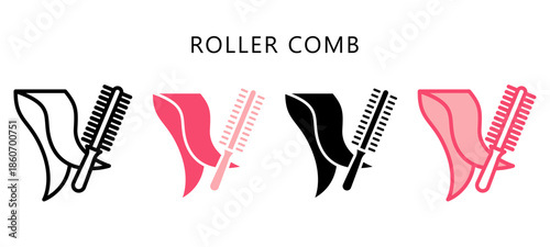 Roller Comb Multi Style Icon. Mini Illustration Relate To Personal Care. Use For Modern Concept, Ui, Ux Web And App Development.