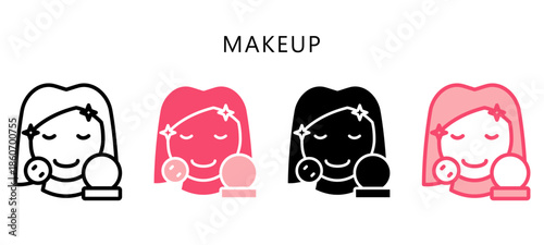 Makeup Multi Style Icon. Mini Illustration Relate To Personal Care. Use For Modern Concept, Ui, Ux Web And App Development.