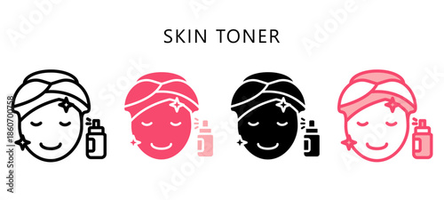 Skin Toner Multi Style Icon. Mini Illustration Relate To Personal Care. Use For Modern Concept, Ui, Ux Web And App Development.
