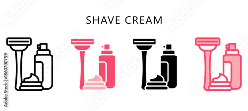 Shave Cream Multi Style Icon. Mini Illustration Relate To Personal Care. Use For Modern Concept, Ui, Ux Web And App Development.