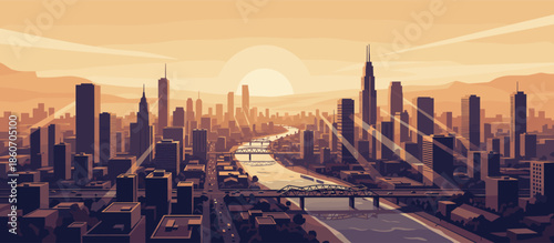 Illustrated portrait of a confident woman with short hair smiling warmly, depicted in a retro comic book style with bold lines and halftone textures on a modern abstract pattern