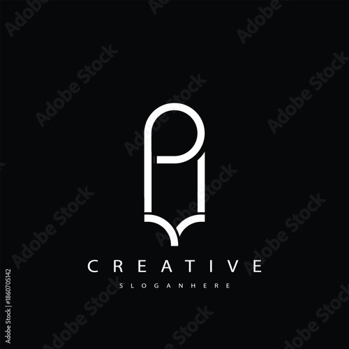 PV Abstract  Monogram Logo Design. This logo is designed with a combination of two line letters P and V 