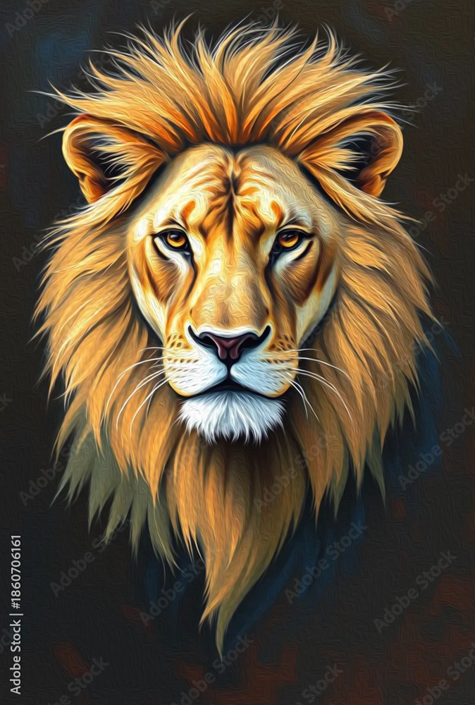 Fototapeta premium Lion . Oil paint. Animal illustration. Design for use in graphics.