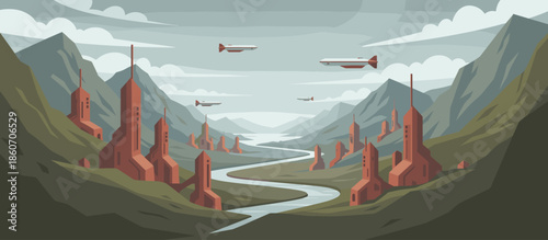 Happy smiling woman with long wavy hair holds a straw hat, enjoying a serene seaside sunset in a retro comic book style graphic illustration