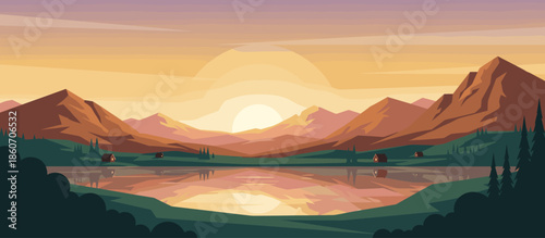 Happy young woman with short dark hair smiles joyfully while sitting on a red railing in a vibrant, stylized city street with cars and buildings in a graphic comic book art style