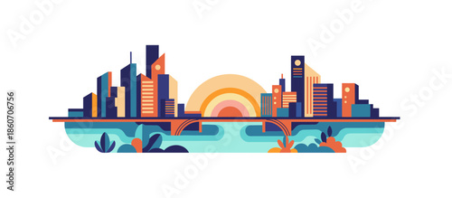 Sandy coastal dunes with green marram grass depicted in a minimalist hand-drawn vector illustration style, showing a serene and tranquil natural landscape with rolling hills