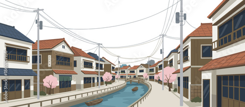 Two illustrated garlic bulbs with a pearl necklace create a surreal still life composition in a modern graphic style with a purple and yellow palette