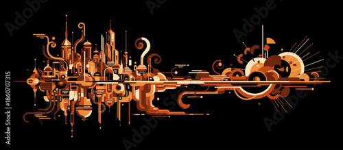 Thoughtful young person in a beanie holds a cup of coffee while looking up towards the light from an open doorway in a minimalist line art illustration