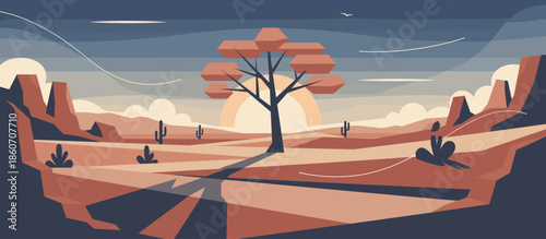 Graphic illustration of a bustling European city street corner with scooters, cars, and pedestrians at dusk, featuring a lively cafe with a striped awning and classic architecture