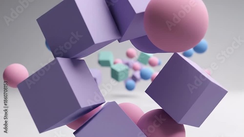 Geometric Shapes in Motion with Spheres and Cubes in a Dynamic Environment