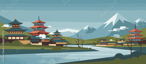 Serene illustrated woman with closed eyes gently touches her face amidst lush tropical palm leaves in a graphic, panelled triptych-style artwork for beauty and wellness