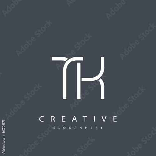 TK Abstract  Monogram Logo Design. This logo is designed with a combination of two line letters T and K 
