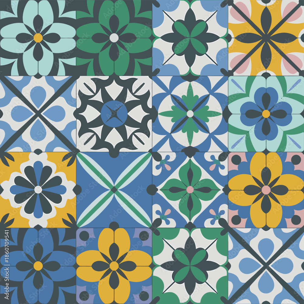 Fototapeta premium vector illustration hires Collection of High-Resolution Abstract Seamless ornament Patterns with Diverse Designs and Textures