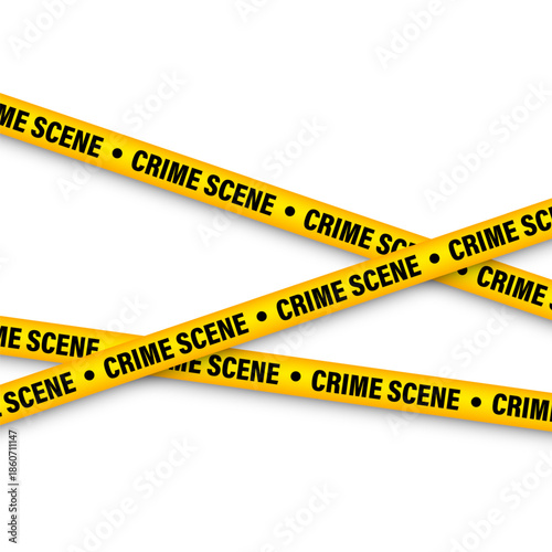 Barricade construction tape. Colorful police warning line, brightly colored danger or hazard stripe, ribbon. Restricted area, zone. Attention symbol. Vector illustration