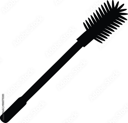 Mascara wand brush silhouette for beauty, Cosmetic makeup applicator tool illustration
