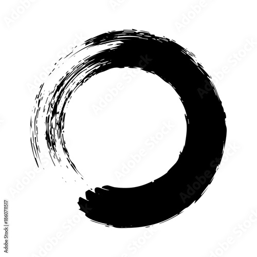 Grunge circle, brush strokes, lines, ink smudges, hand-drawn scribble shape. Handmade sketchy mark, acrylic stains, charcoal streaks. Paint texture, dry brush effect. Vector illustration