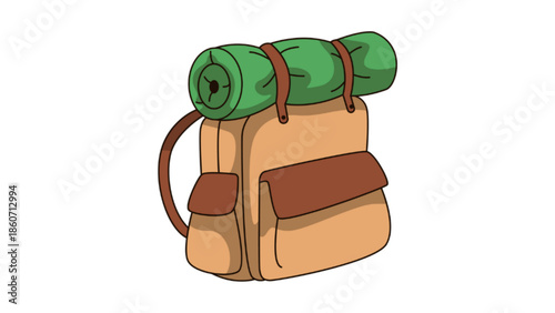 Large hiking backpack with sleeping mat for trekking and camping