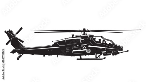 Military Helicopter Illustration on Transparent Background