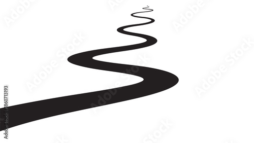 Minimalist black winding road on white background