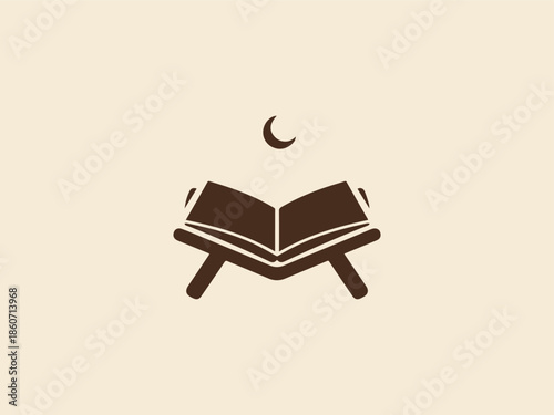 Open Quran on Rehal Ramadan Silhouette