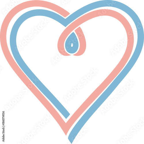 Abstract minimalist illustration that combines the concepts of equality and love, isolated on a transparent background