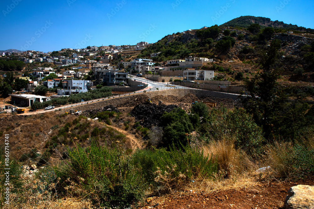 Fototapeta premium village in the mountains, north of Israel, Golan Heights