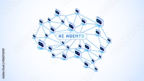 AI Agents system connection abstract technology background - vector modern design