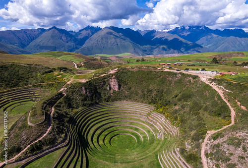 Giant Amphitheater, Divided by Agricultural Terraces Built in Depressions or Giant Natural Holes known as the Moray Archaeological Site in Cuzco, Peru