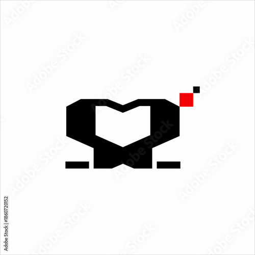 S2 logo design with book, heart and pixel concept.