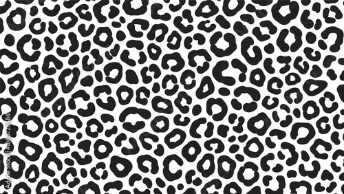 Black Leopard Print Pattern on White Background.