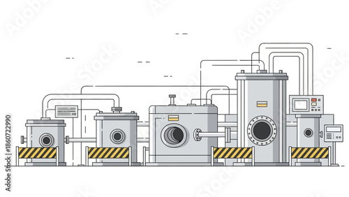 Modern industrial processing plant with intricate pipework and machinery, symbolizing advanced manufacturing and automation