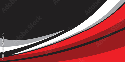 Red and white curved stripes racing background for car wrap decal