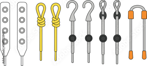 Various types of cord locks and buckles clips fasteners hooks