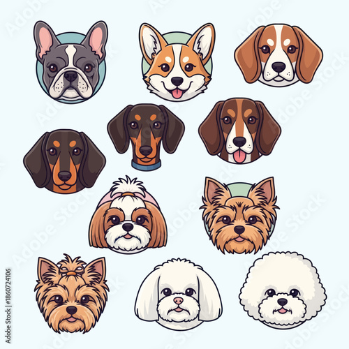 Fotografie Collection of Adorable Dog Breed Portraits - A Canine Compendium.