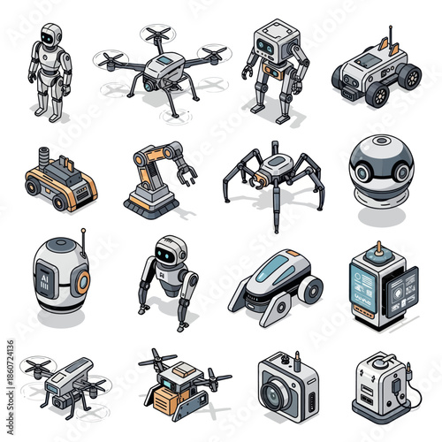 Isometric Robots and Drones - A Collection of Futuristic Machines.