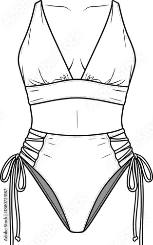 Black and white of a ladies bikini swimwear ladies swimwear line fashion