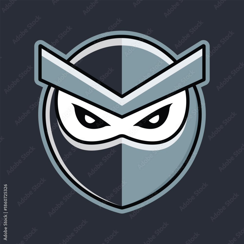 Fototapeta premium Cyber Ninja Shield Icon, Anonymous Hacker Team Logo