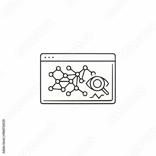 Modern network connection and eye with magnifying glass in browser