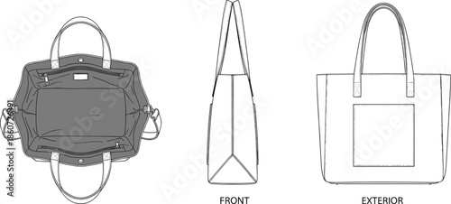 Handbag with interior and exterior views purse