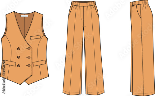 Orange vest and pants outfit fashion clothing