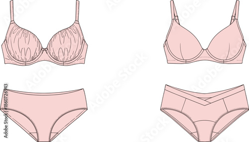Pink lingerie set with bra and panties underwear