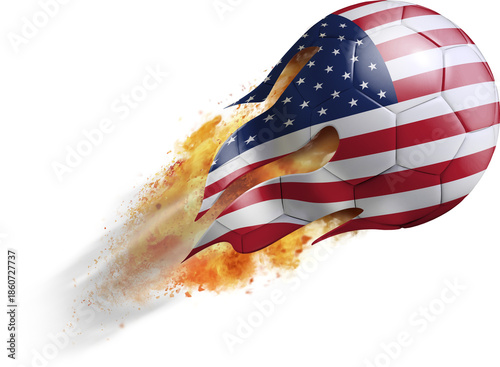 Flying Soccer Ball with United States Flag